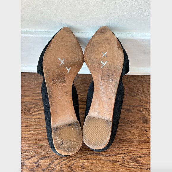 J. Crew Black Zoe Suede D'Orsay Pointed Toe Flats - Size 6.5 - Picture 5 of 5